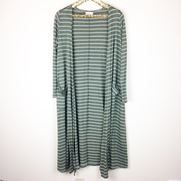 LuLaRoe Sweaters - LuLaRoe Sarah Duster Cardigan Green Stripe